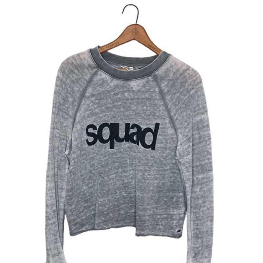 American Eagle Small S Squad Burnout Slub‎ Terry Knit Pullover Crop Sweatshirt